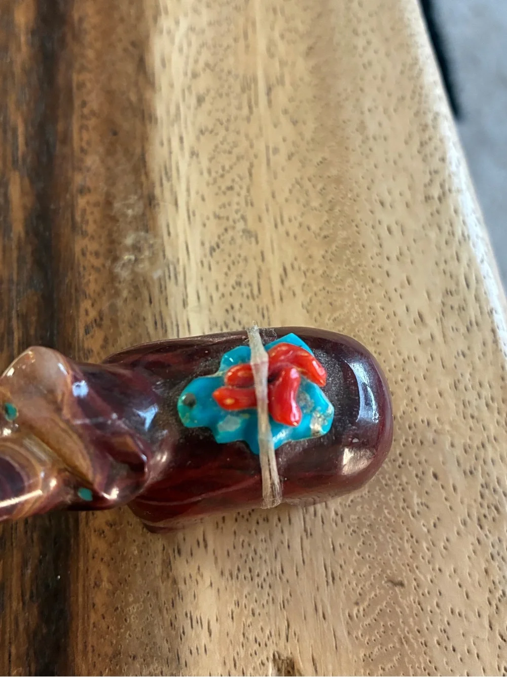 Authentic Native American Bear Fetish With Turquoise & Coral